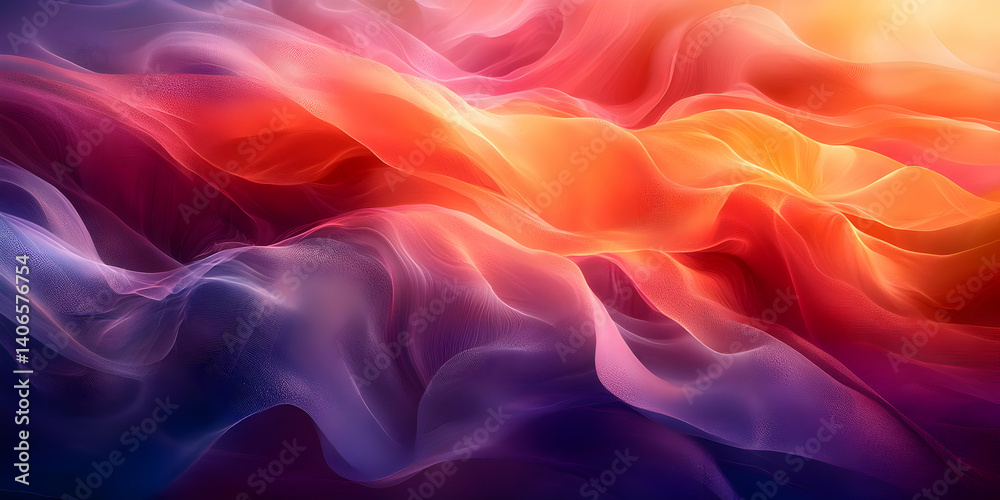 Abstract 3D Render of Flowing, Colorful Fabrics in Warm and Cool Tones, Creating a Dynamic and Evocative Visual Abstract 3D Render of Flowing, Colorful Fabrics in Warm and Cool Tones, Creating a Dynamic and Evocative Visual