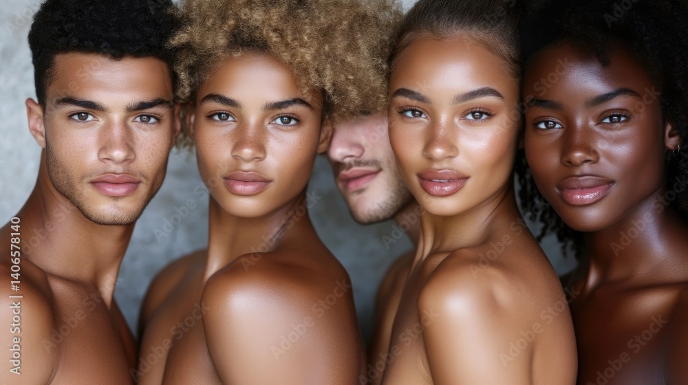 Obraz premium Diverse models showcasing healthy, glowing skin