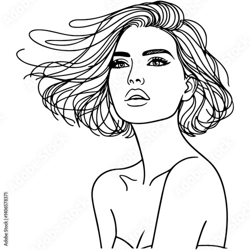 Woman's Face Line Art.