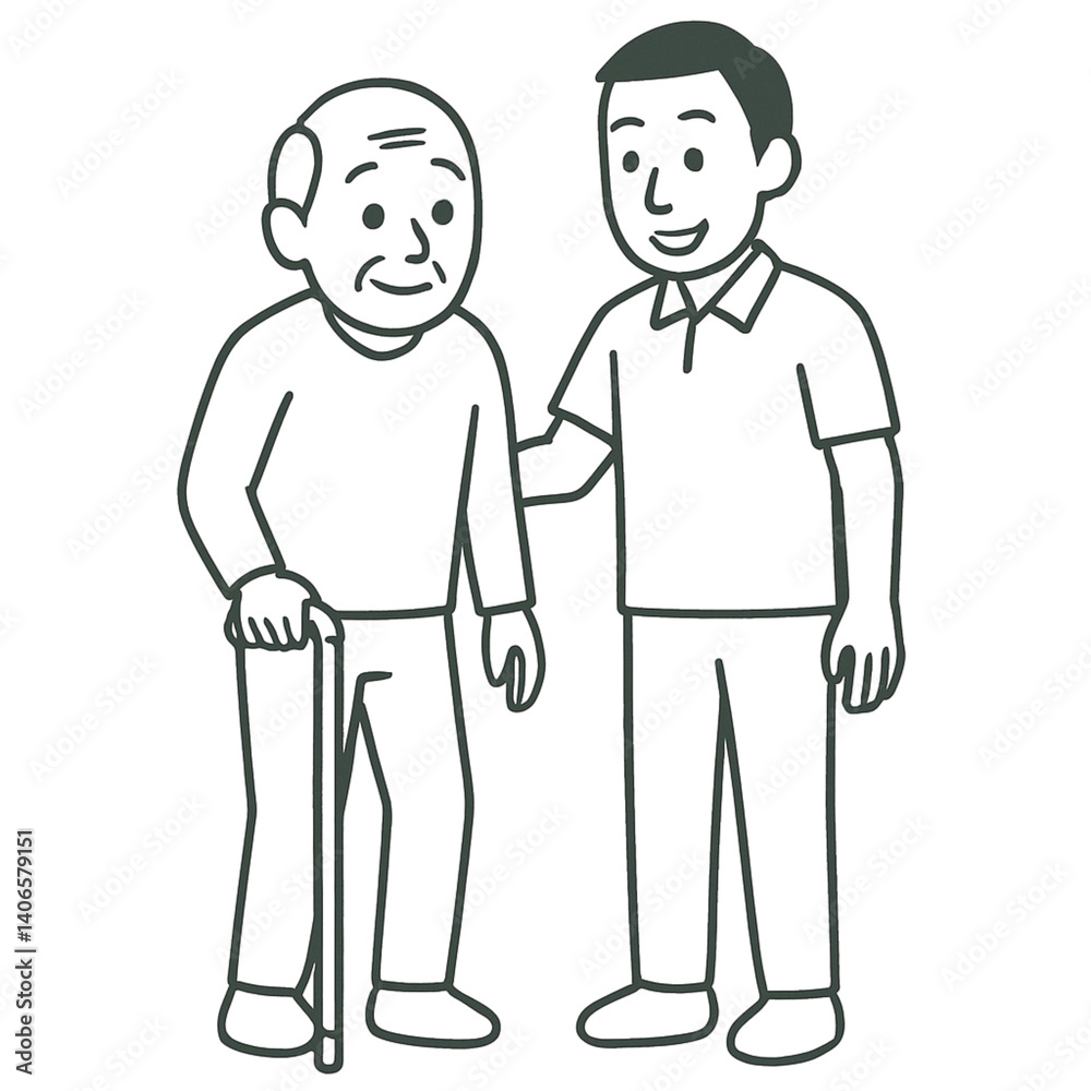 理学療法士の線画イラスト、シンプル、医療イラスト、アイコン、背景なし、素材 理学療法士の線画イラスト、シンプル、医療イラスト、アイコン、背景なし、素材