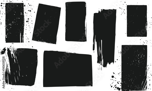 Minimalist Grunge Abstract Black Rectangles for Posters and Decor