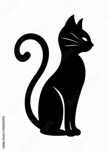 Wallpaper Mural Cat Silhouette  Side View Vector Art with Curved Tail Torontodigital.ca