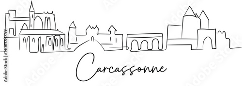 Carcassonne city skyline doodle