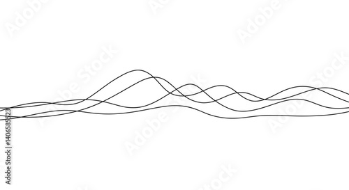 Thin wavy line on a white background, linear continuous drawing, graphic vector illustration. A bend to separate the page, banner, application, and background. Modern minimalistic design element