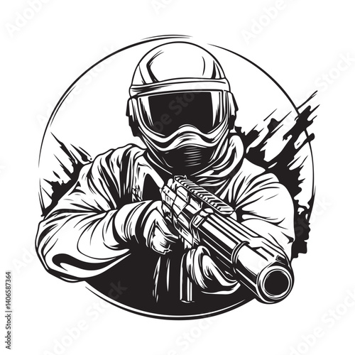 Paintball Man Image Vectors and Vector Art on white background.