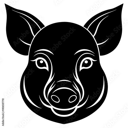 Pig Head Vector Graphic Design File

