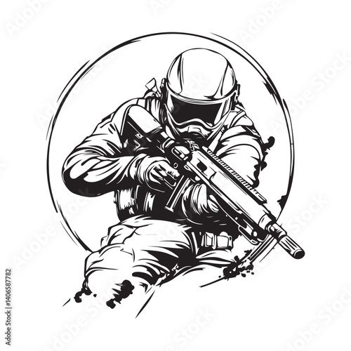 Paintball Man Image Vectors and Vector Art on white background.
