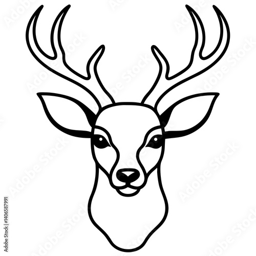 Deer Head Vector Graphic – Wildlife Silhouette Design for Logos & Prints