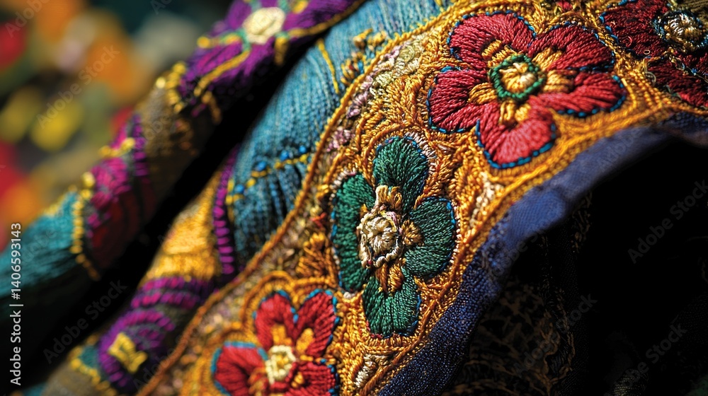Vibrant Traditional Embroidery from the Middle East Region