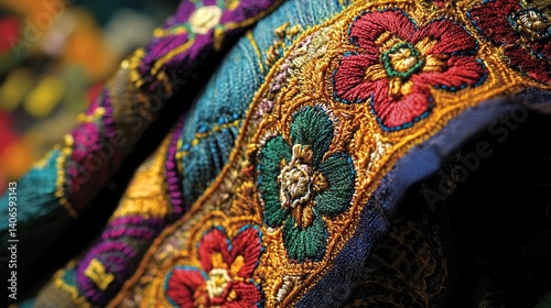 Obraz na płótnie Vibrant Traditional Embroidery from the Middle East Region w salonie