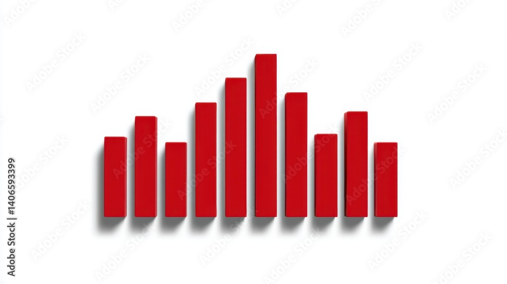Red Bar Graph on White Background Illustrating Data Visualization Red Bar Graph on White Background Illustrating Data Visualization