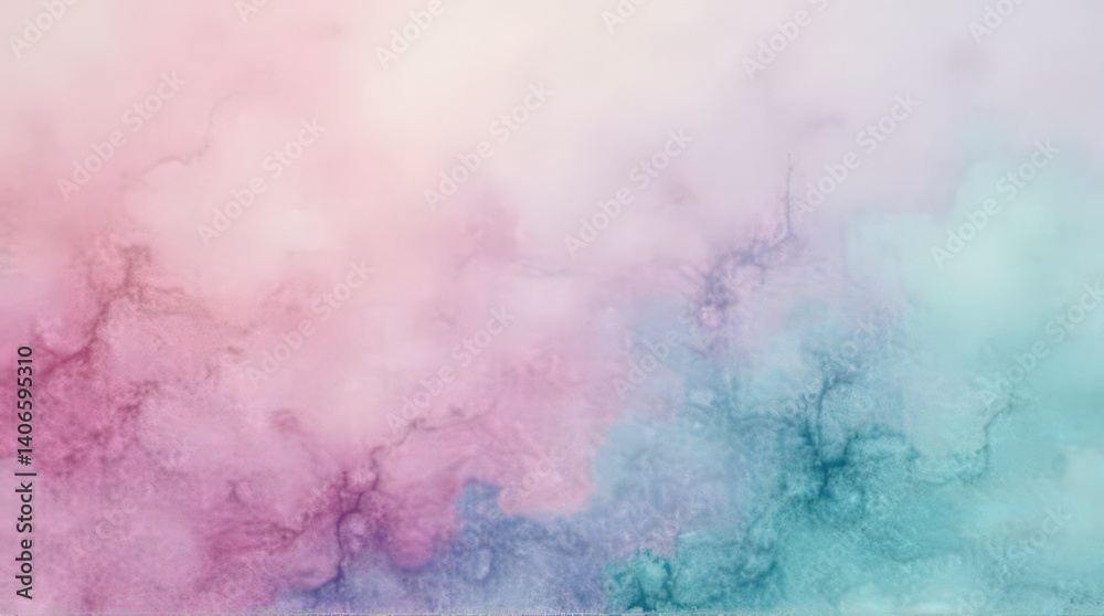 Fototapeta premium Abstract pastel watercolor clouds with pink and blue hues. trending colors spring summer 2025