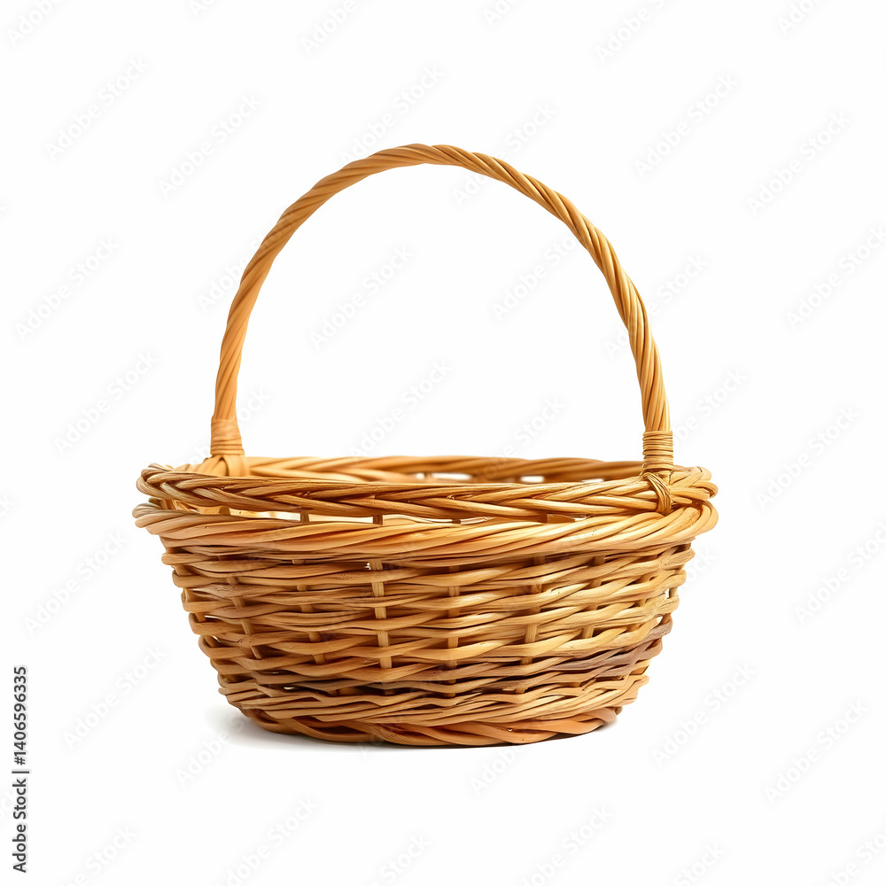 Wicker basket isolated on a white background