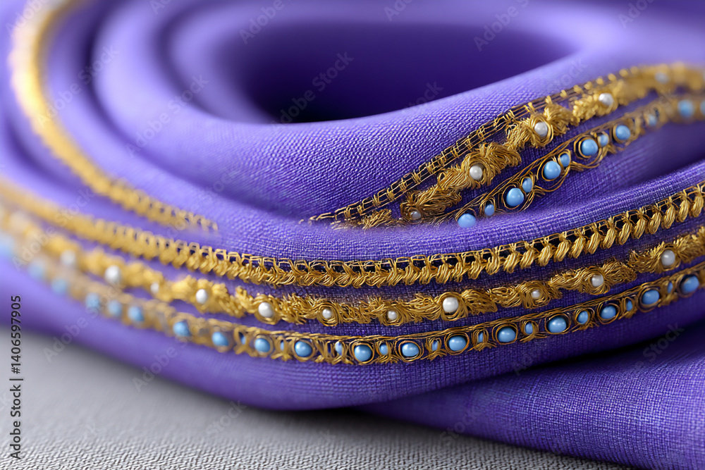 Fototapeta premium silk saree gold thread