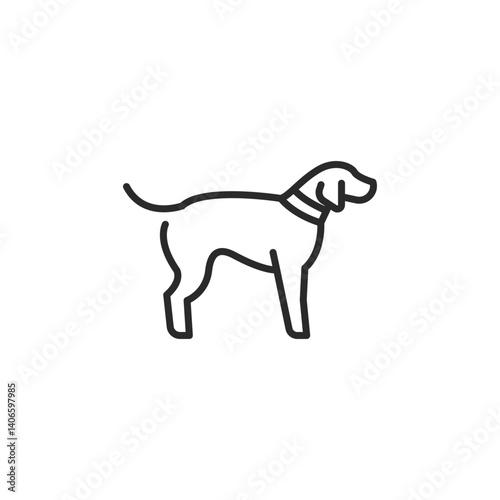 Dog icon. A simplified representation of a seated dog, often a symbol of loyalty, companionship, and domestic life. Perfect for use in pet care, veterinary services. Vector illustration 