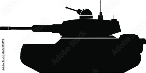 Military Tank Silhouette Vector Illustration Of Armored Vehicle For Defense And Combat Operations Isolated On White Background