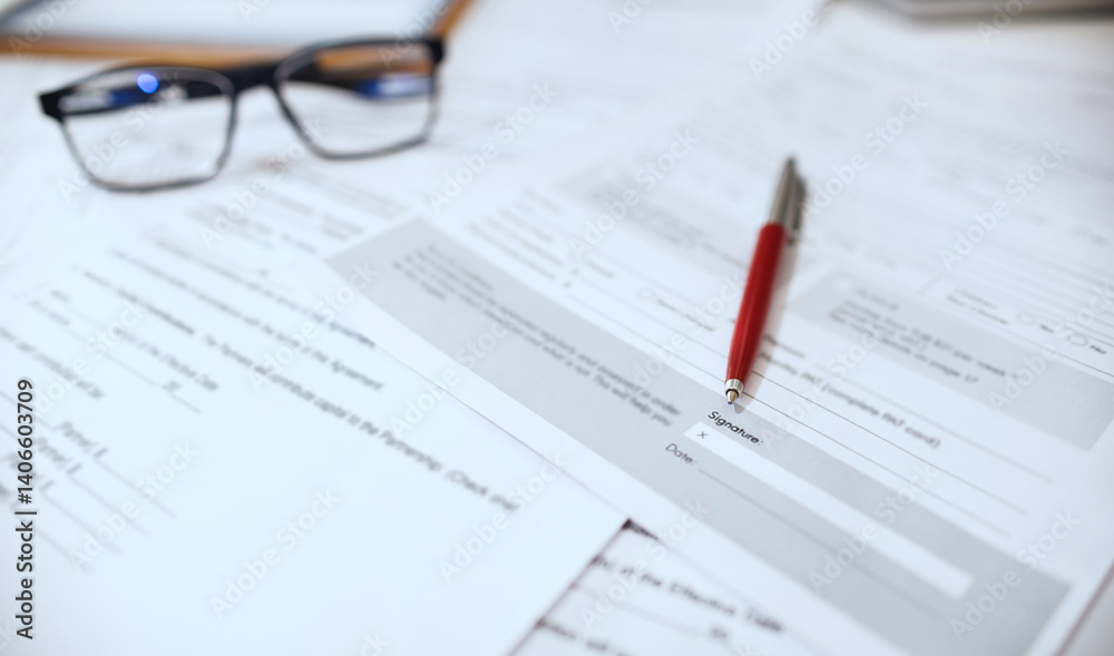 close up shot, pen put on documents contract on table prepare for the signing of business agreements close up shot, pen put on documents contract on table prepare for the signing of business agreements
