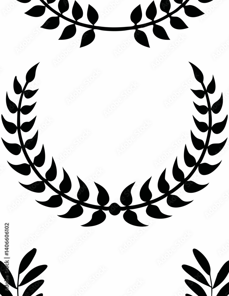 Set of Black Laurel Wreath Silhouettes on White Background – Victory, Award, and Achievement Symbol Vector Design Collection Set of Black Laurel Wreath Silhouettes on White Background – Victory, Award, and Achievement Symbol Vector Design Collection