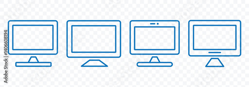 Computer icon vector. Display symbols collection. Monitor icon. Desktop icon. TV screen and PC monitor. Vector illustrator.