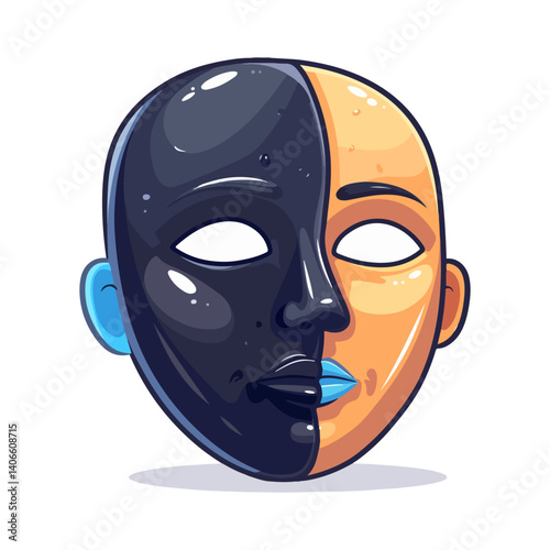 Half-Face Black and Gold Mask Artistic Illustration