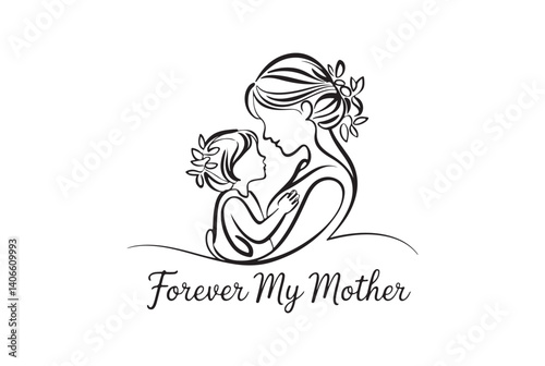 A beautiful silhouette of a mother and child, expressing everlasting love.