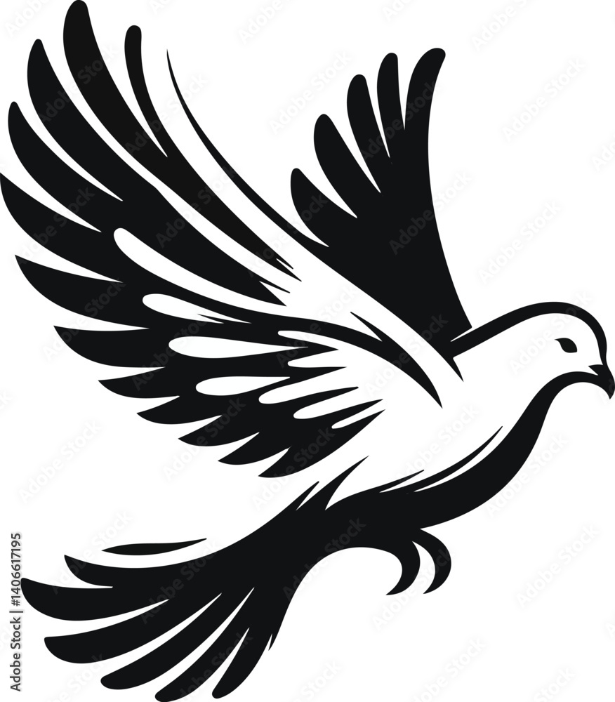 Fototapeta premium Dove bird vectors silhouette