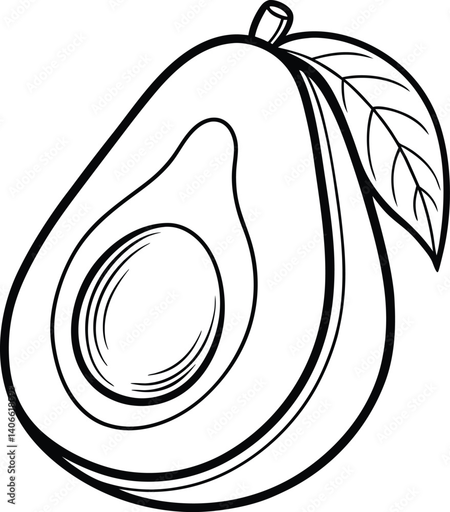 Avocado Line Art Vector Illustration Minimal Sketch Design Avocado Line Art Vector Illustration Minimal Sketch Design