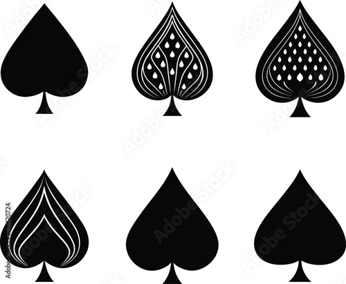 Black Spades Playing Card Symbol Vector Bundle