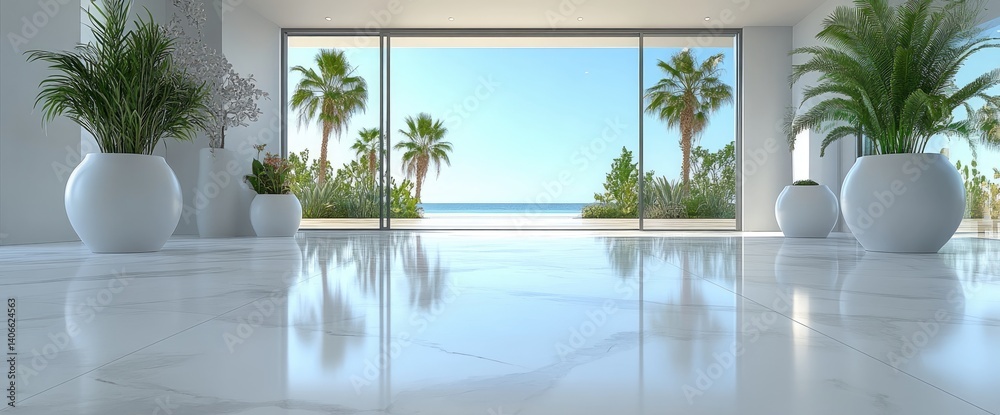 Fototapeta premium Bright room overlooking beach