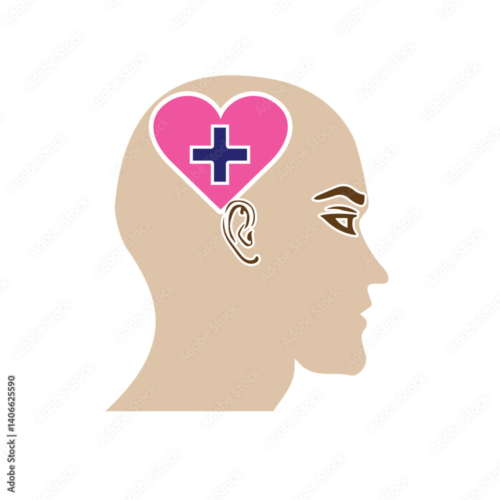 mental health icon. vector symbol of brain and heart or mind therapy. Solid design style. Design template mental health icon. vector symbol of brain and heart or mind therapy. Solid design style. Design template