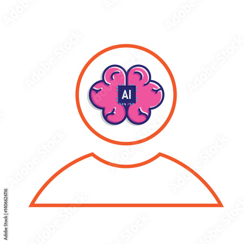 technology icon. artificial intelligence in the people. development of robot technology or software based on artificial intelligence in the world. Mixed design style