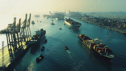 Modern Middle East Environment with Shipping and Transport Activities