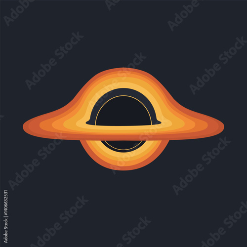 Black hole vector illustration. Cosmic supermassive body. Astronomical wormhole, event horizon. Intergalactic phenomenon