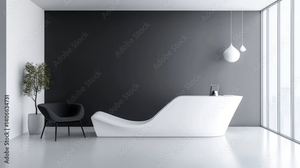 Minimalist reception area with sleek design elements and simple modern furniture.