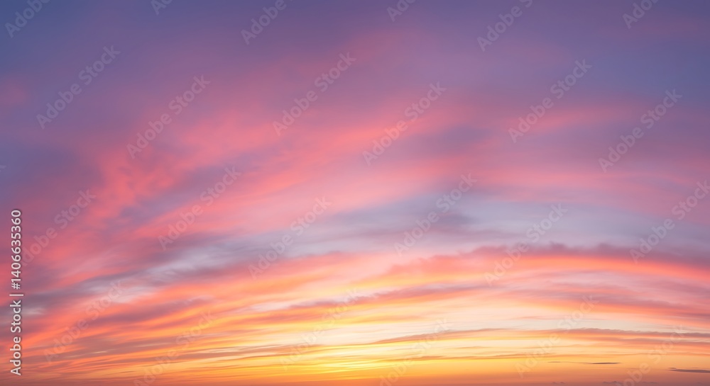 Obraz premium Serene Sunset: Pastel Hues and Whispering Clouds