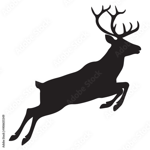 Deer Running And Jumping Illustration white background