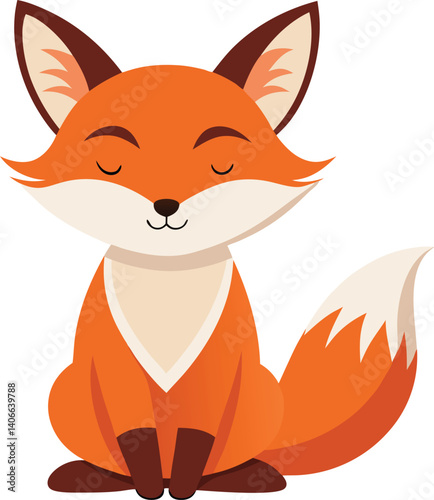 Fox sitting with closed eyes