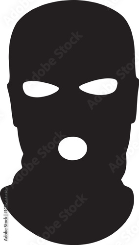 Black Balaclava with Eye and Mouth Holes on Isolated Background