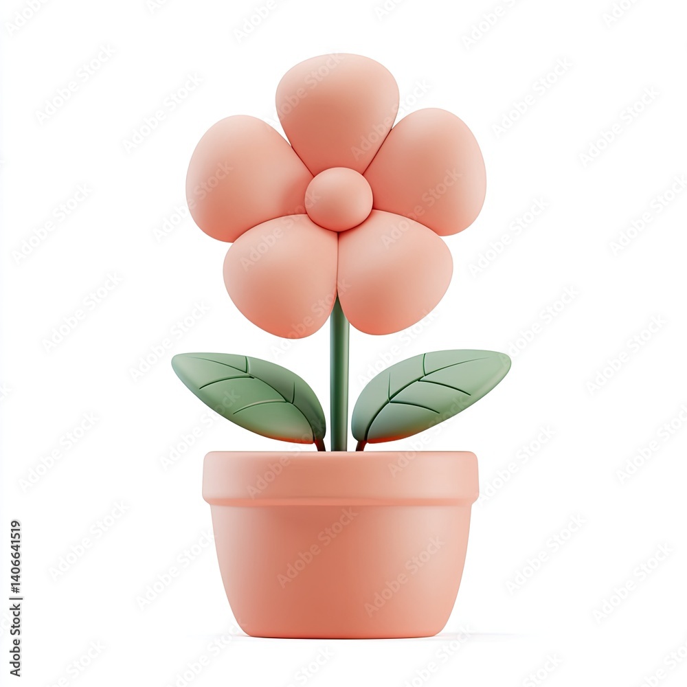 Adorable 3D Render of a Peach Flower in a Pot: A Delightful Springtime Bloom Adorable 3D Render of a Peach Flower in a Pot: A Delightful Springtime Bloom