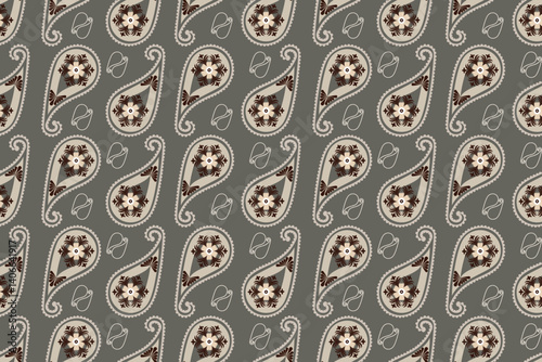 Paisley or Boteh seamless pattern is an ancient textile design from the Persian region, traditionally used to decorate carpets, shawls, and textiles. It is a distinctive and recognizable motif.