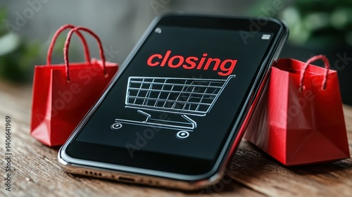 Obraz na płótnie Online store closing w salonie