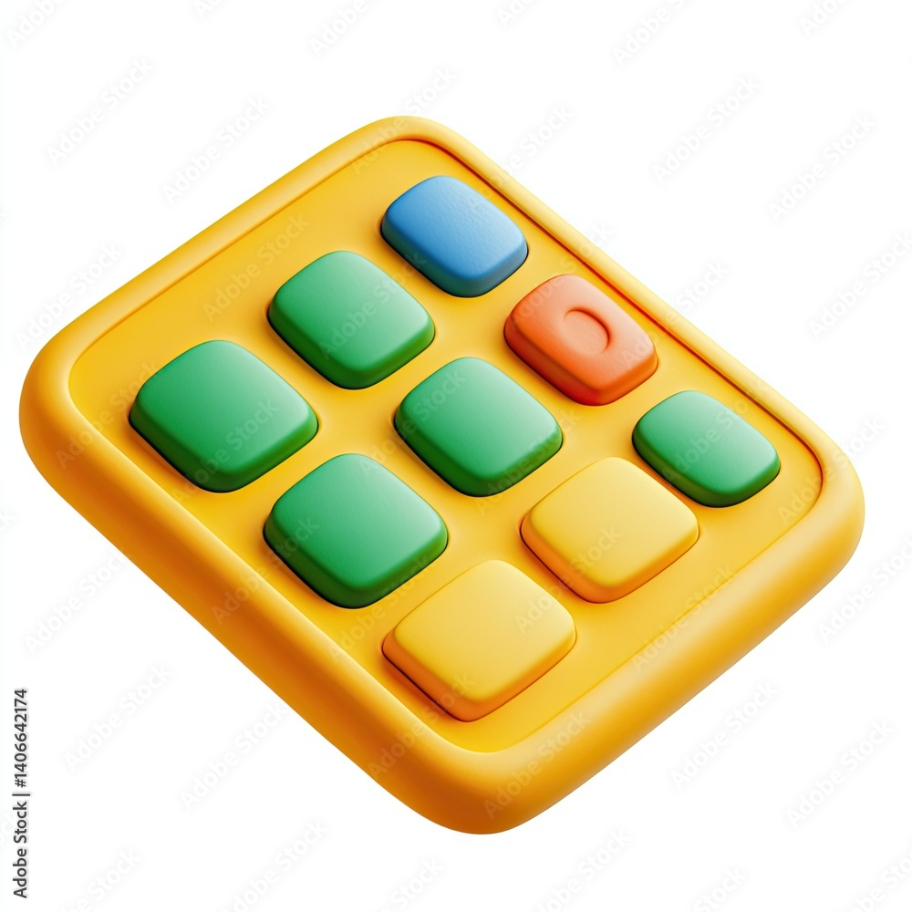 Colorful Nine Button Pad Design: 3D Render of a Playful Interface Colorful Nine Button Pad Design: 3D Render of a Playful Interface