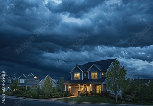 storm clouds over houses