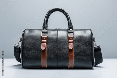 Elegant Black Leather Duffle Bag: Perfect for Travel