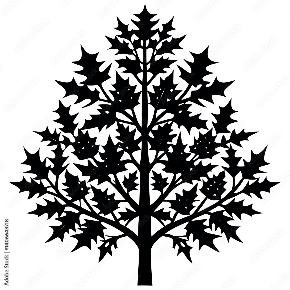 Obraz premium A mistletoe fir tree silhouette vector illustration.