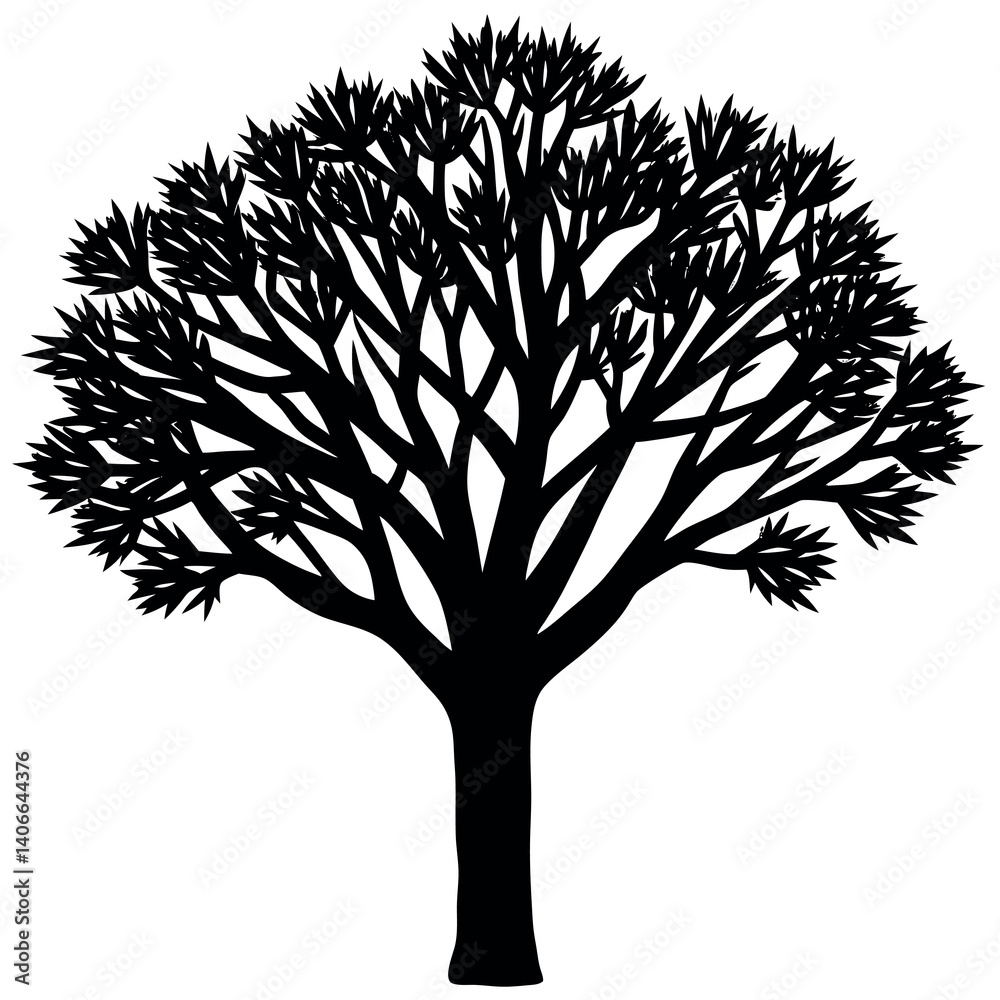 Naklejka premium A palo Verde tree silhouette vector illustration 