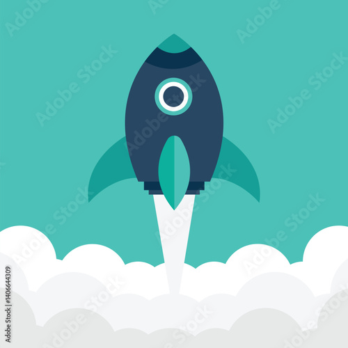Launching Soon Poster with rocket