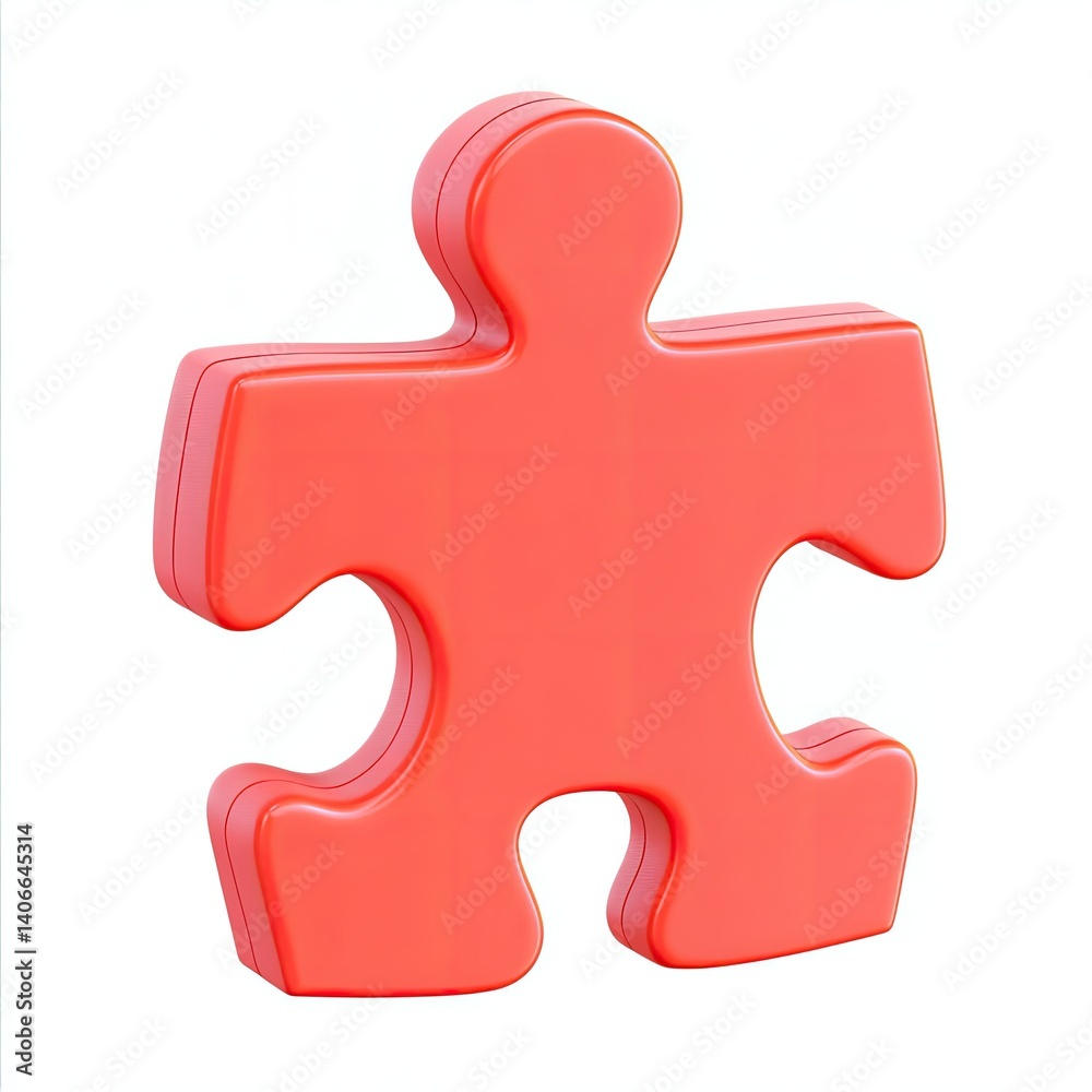 A Single Red Puzzle Piece: Symbol of Solution, Unity, and Completion A Single Red Puzzle Piece: Symbol of Solution, Unity, and Completion