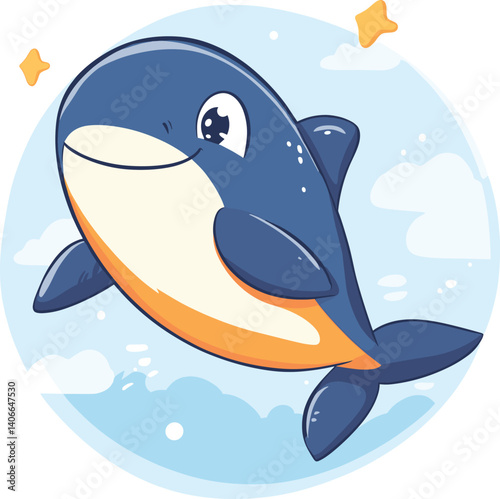 cute cartoon shark jumping