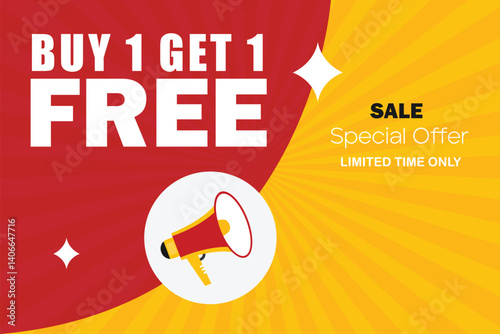 Buy 2 get 1 free sale message concept with megaphone 